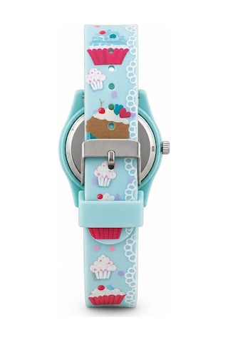 Kız Çocuk Kol Saati Turkuaz Cupcake Desenli Analog St-304425
