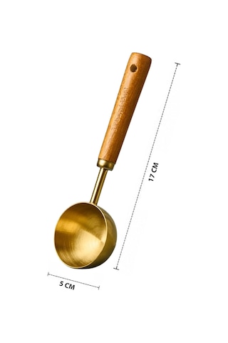 45 Ml Ahşap Saplı Gold Kahve Ölçü Kaşığı Paslanmaz Çelik Kahve Çay Mama Ölçme Kaşığı Altın