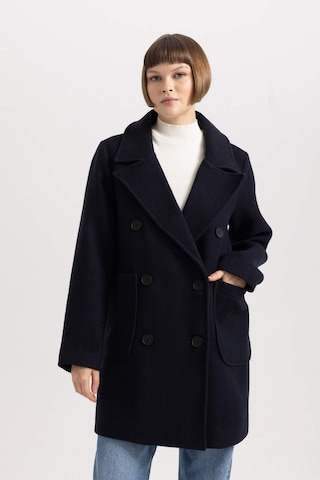 Defacto Regular Kalıp Kruvaze Yaka Düğmeli Cepli Yünlü Hafif Uzun Kaşe Kaban A9899AX23WNNV176 Lacivert
