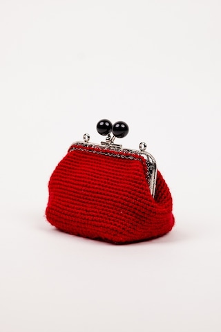 Fabric Craft Bag Bozuk Para Cüzdanı Merserize Pamuk Klipsli Örgü Kırmızı