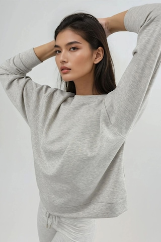 Hiccup Busem Rahat Kesim Bisiklet Yaka Modal Sweatshirt Açık Gri