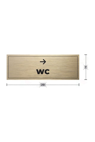 Wc Yazılı - Metal - Gold Renk - Kapı İsimliği - 20x7 Cm