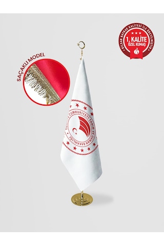 Tarım Ve Orman Bakanlığı Makam Bayrağı - Saçaklı Gold Set 100 x 150 CM