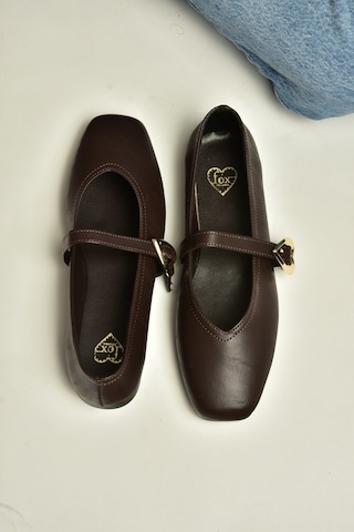 Fox Shoes Y726632609 Kahverengi Kalp Toka Detaylı Kadın Babet