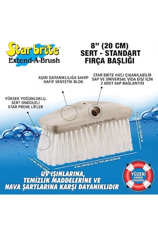 Starbrite - Sert Güverte Fırçası Beyaz 20 Cm : En Ağır Kirler Ve Kaymaz Zeminler İçin Maksimum Temizlik Gücü