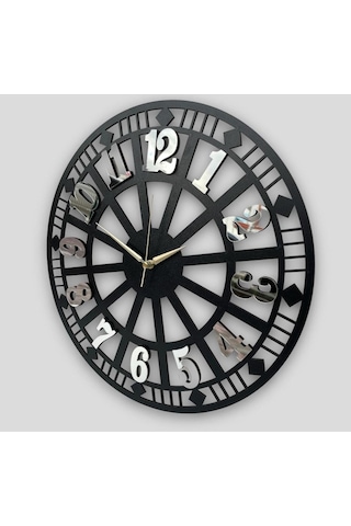Ümra Lazer Lazer Kesim Dekoratif Ahşap Taban Rakam Aynalı Pleksi 40x40 Sessiz Akar Mekanizma Duvar Saati Ümra12aynalıgo Gümüş