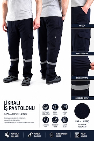 Likralı Kargo Cep İş Pantolonu Lacivert