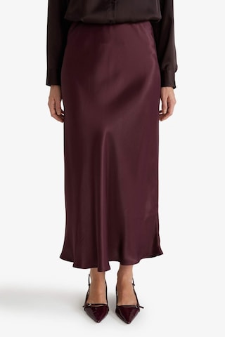 Defacto A Kesim Normal Bel Saten Midi Bordo Kadın Etek B1867ax/br234 Bordo