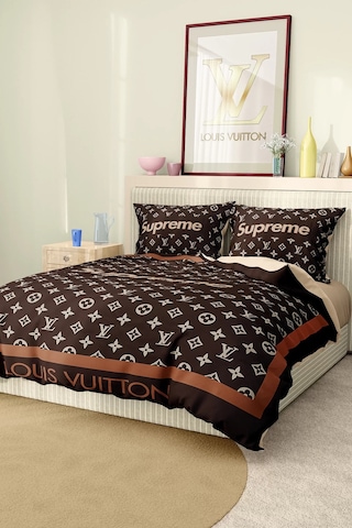 Marka Nevresim Takımı Çift Kişilik Pamuklu Saten Kumaş 6 Parça 3d Dijital Baskı Duvet Cover Set Model No:73 Renkli