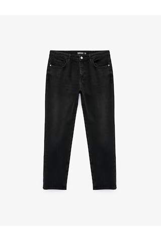 Koton Pamuklu Normal Bel Cepli Vintage Straight Fit Jean Pantolon Siyah 7wam40164nd
