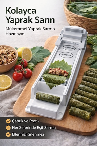 Reoona Pratik Yaprak Dolma Sarma Makinesi Yaprak Dolma Sarma Aparatı Asma Yaprağı Dolma Yapma Aleti siyah