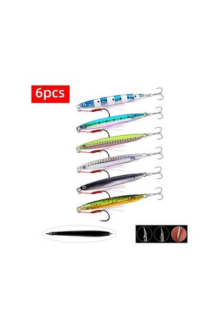 Tongxida 5/10 Adet Metal Balıkçılık Cazibesi Seti - 6 Adet - 17g Yavaş Döküm Jig Balıkçılık Aksesuarları