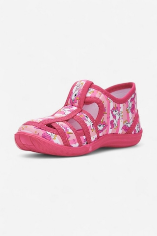 Günlük Unisex Çocuk Sandalet Esnek Kaymaz Taban Keten Cırtlı Yazlık Ev Okul Kreş Ayakkabı 143 Fuşya Atlı