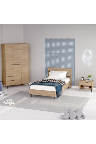 Robin Home Lidya Genç Odası Takımı 3'lü Set Sepet Kahverengi