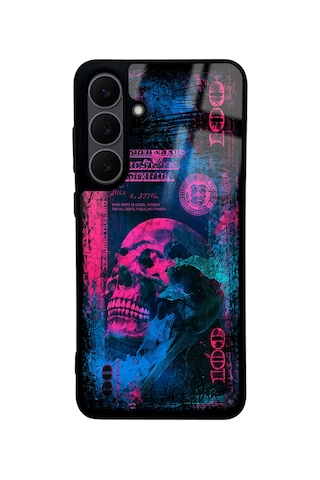 Samsung Uyumlu S25 Fe Pink Neon Skull Chaos Tasarımlı Glossy Telefon Kılıfı Pembe