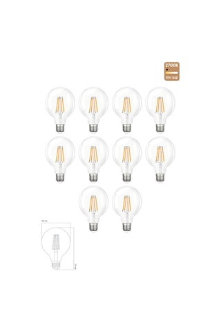 Rustik Led Ampul E27 G95 6w 2700k Gün Işığı 10'lu Erd-88