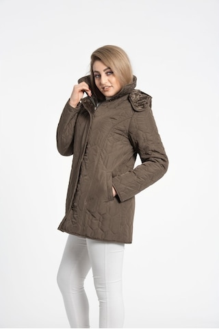Vetre Kadın Kapitone Mont (75 Cm) Haki Büyük Beden 1014 Çok Renkli