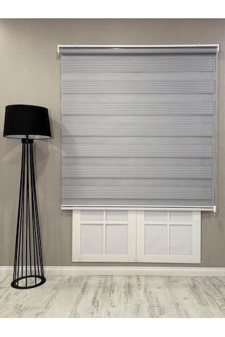 Donatti Zebra Stor Geniş Plise Güneşlik Perde Açık Gri Açık Gri