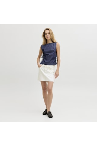 Jack & Jones Kadin Baglama Detayli Kolsuz Üst - Debby - 12287865 Dark Blue Denim