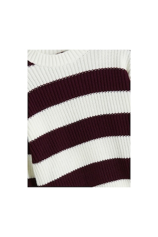 LC Waikiki Alıta Cıty Farkıyla Lcw Kids Bordo Oval Yaka Çizgili Kız Çocuk Kazak Bordo - 925578153 Bordo