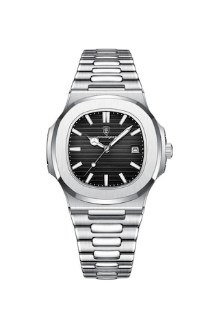 Yingfu Siyah 2023 Lüks Su Geçirmez Erkek Saat - Paslanmaz Çelik Kare Kuvars Saat Siyah