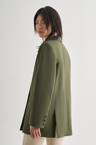 Mizalle Oversize Çift Yırtmaçlı Haki Blazer Ceket Haki