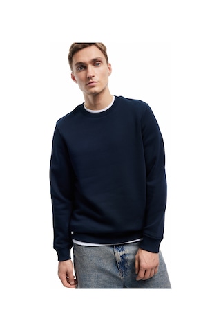 Koton Pamuklu Uzun Kollu Bisiklet Yaka Erkek Basic Sweatshirt Lacivert 6wam70017mk Lacivert