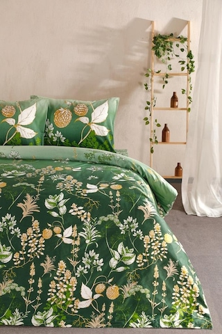 Doqu Home Saten Nevresim Takımı Çift Kişilik Rose Glow Yeşil