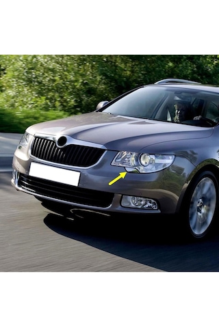 Skoda Superb Mk2 2009-2013 Far Yıkama Kapağı Krom Sol Ön 3t0955109a