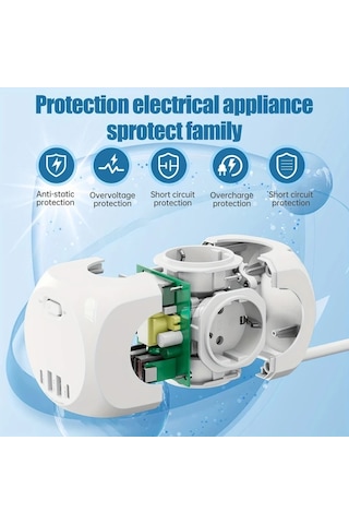 Honeybeeshop Beyaz 4 Delikli Cok Amacli Priz Uzatma Kablosu 4 Usb Arayuzu Avrupa Standarti 4 Prizi Ofis Ev Seyahat Icin