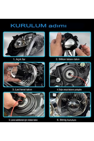 Otoçizgi 2,5 İnç Led Lazer Projektör Lens Bi Led Projektör Far Montajı Araba Projektör Lensi - P25