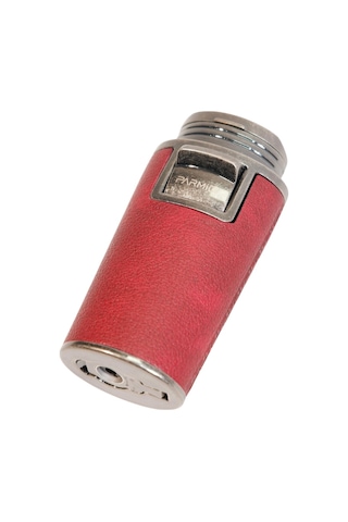 Parmida Çift Torch Pürmüz Delicili Gövdesi Deri Kırmızı Gunmetal Puro Çakmağı - Tr9615
