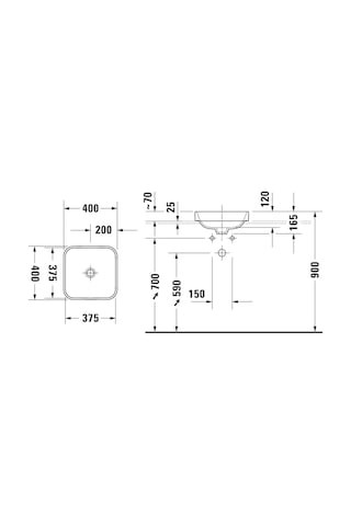 Duravit Lavabo Çanak Happy D.2 Plus 40 x 40 CM. Antrasit Mat 2359
