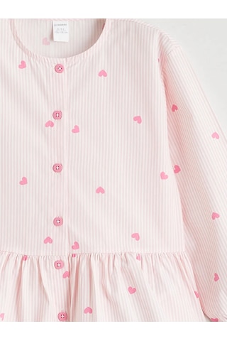 Lc Waikiki Pembe Baskılı Poplin Kız Çocuk Gömlek Ve Süveter