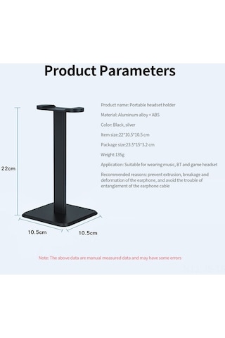 Fastbuy Pratik Alüminyum Kulaklık Tutucu, Evrensel, Kaymaz, Kolay Montajlı Siyah Kulaklık Rafı