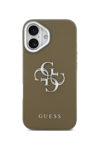 Apple Uyumlu iPhone 17 Kılıf Guess Lisanslı Grained 4g Metal Büyük Logolu Kapak Kahverengi Kahverengi