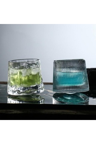 Trendooze Vintage Şeffaf İçme Harika Dokusu Dayanıklı Bardak 3 La