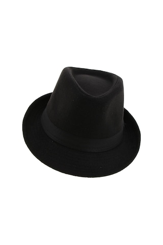 Klasik Tarz Retro Desenli Sıcak Tutan Yün Keçe Erkek Şapkası, Gangster Havalı Trilby Fedora Modeli, Dar Kesim Şık Aksesuar Siyah