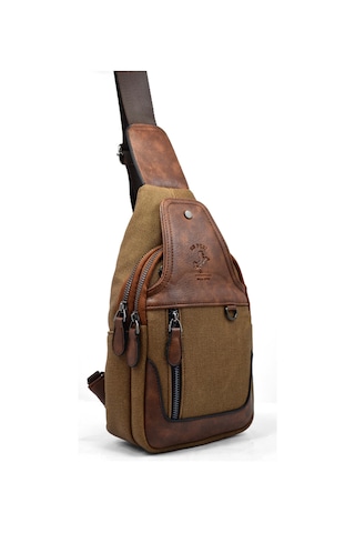 Erkek Taba Kanvas Çapraz Askılı Omuz Çantası Taba