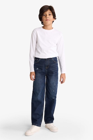 Defacto Erkek Çocuk Loose Fit Yırtık Detaylı Düz Paça Jean Pantolon G3069a825wnnm34 Mavi