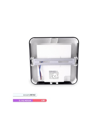 ACK 4W LED Duvar Apliği 6500K Beyaz Işık Siyah Kasa Dekoratif Duv Siyah