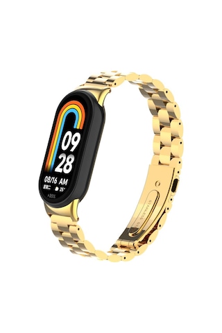Kilifone - Xiaomi Mi Band 8 Uyumlu - Kordon Metal Kordon - Krd-04 - Siyah