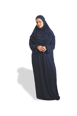 2 Parça Namaz Elbisesi Viskon Düz 2504 02 Lacivert