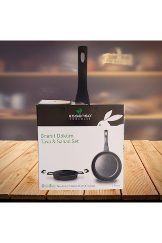 Essenso Döküm Gövde Granit İç Yüzey 28cm Tava Ve 20 Cm Sahan Seti