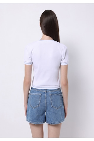 Colin's Colins Slim Fit Yuvarlak Yaka Düz Kadın Beyaz Kısa Kol Tişört Cl1074597 Q1.v1 Wht Beyaz