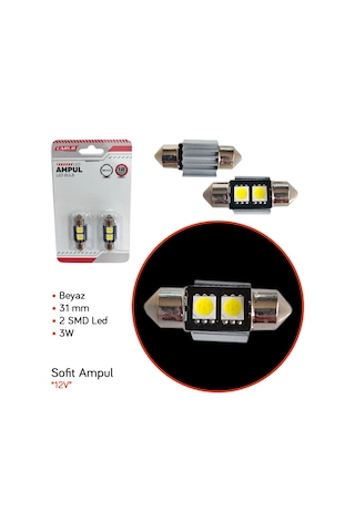 Carub 12v Sofit Ampul 31 Mm 3w 2 Smd Led Metal Beyaz Br0402211
