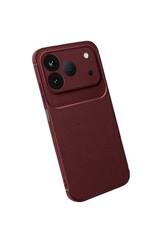 Tecno Spark 50 4g Kılıf Karbon Silikon Case Bordo