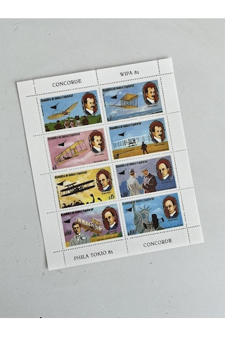 Wright Kardeşler Temalı Ekvator Ginesi Damgasız 8'li Blok Pul