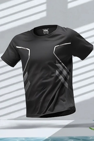 Ghassy Co. Erkek Ultra Esnek Nem Emici Vücut Geometrik Hızlı Kuruyan Hafif Spor T-shirt siyah Ghassy Co. Erkek Ultra Esnek Nem Emici Vücut Geometrik Hızlı Kuruyan Hafif Spor T-shirt siyah