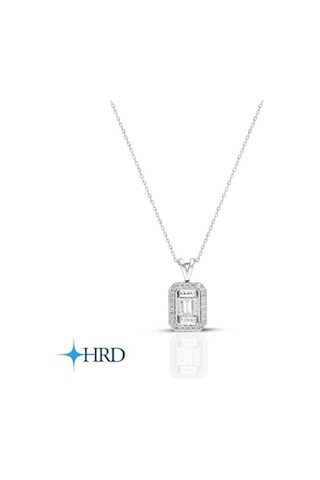 0.10 Ct Modern Tasarım Baget Kare Tektaş Kolye